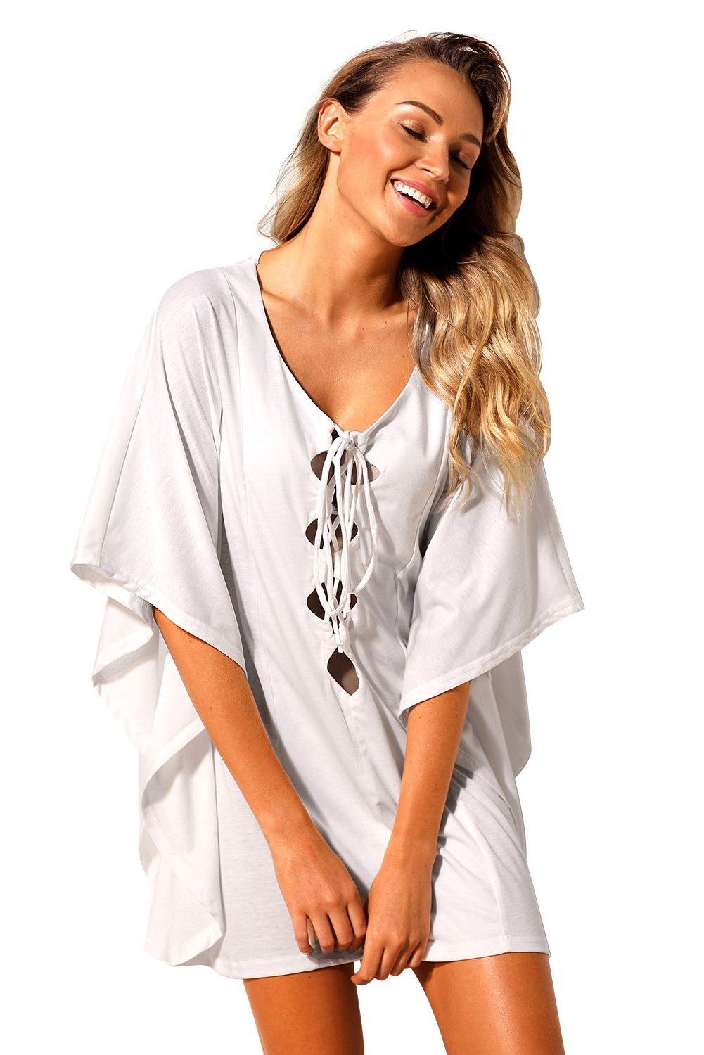 Lace up Tie Hollow-out Poncho Cover up - ARVOSS.COM