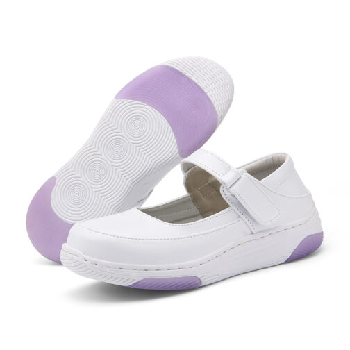 White Leather Nursing Clogs For Women