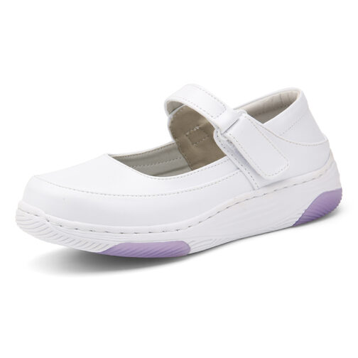 White Leather Nursing Clogs For Women