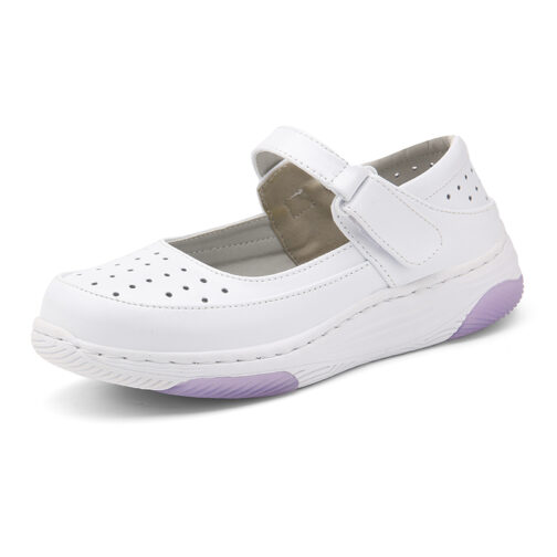 White Leather Nursing Clogs For Women