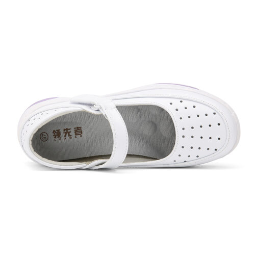 White Leather Nursing Clogs For Women - Image 5