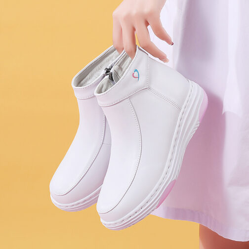 White Loafer Slip-On Shoes Nurse Boots - Image 5